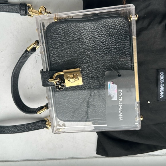 Dolce & Gabbana Plexiglass Encased Black Leather Clutch/Crossbody - Picture 16 of 16